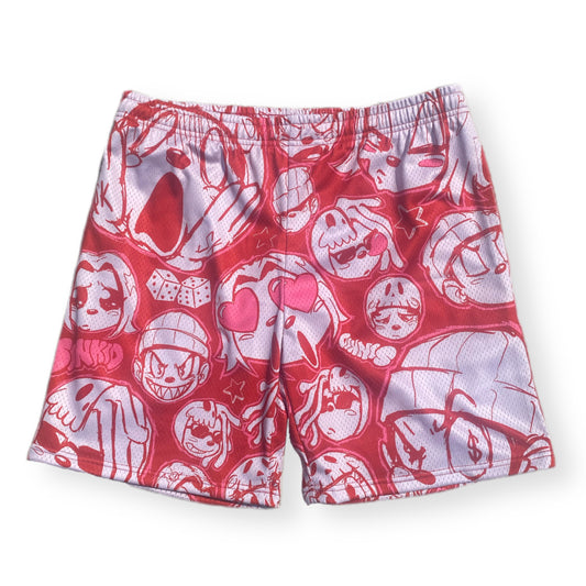 RED MIXED EMOTION SHORTS